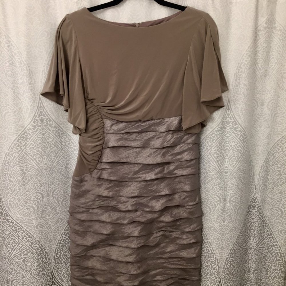 Adrianna Papell Metallic Tiered Cocktail Dress
